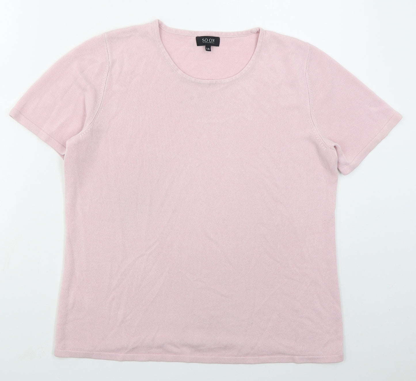 Soon Womens Pink Crew Neck  Acrylic Pullover Jumper Size 16
