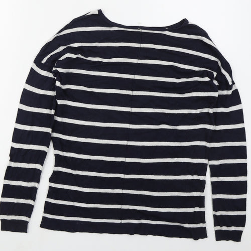 Atmosphere Womens Blue Boat Neck Striped Viscose Pullover Jumper Size 8