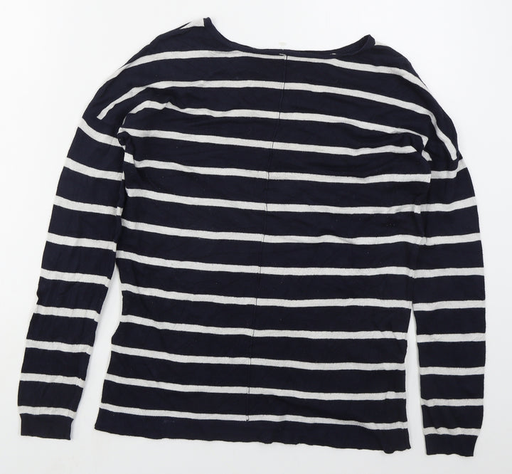 Atmosphere Womens Blue Boat Neck Striped Viscose Pullover Jumper Size 8