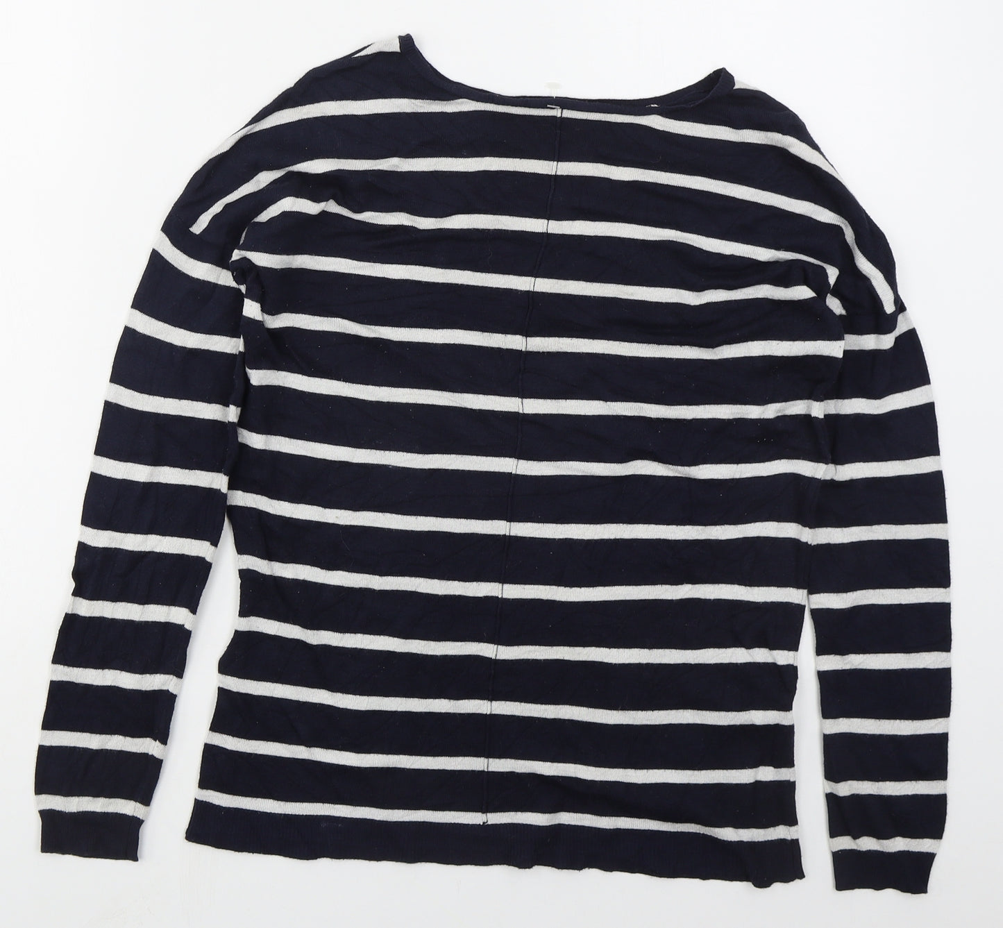 Atmosphere Womens Blue Boat Neck Striped Viscose Pullover Jumper Size 8