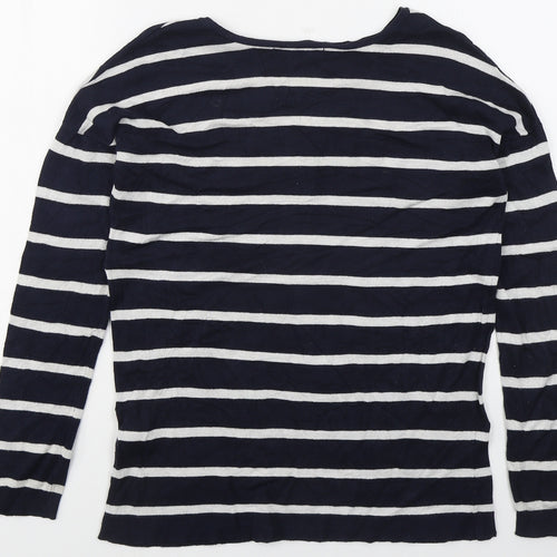Atmosphere Womens Blue Boat Neck Striped Viscose Pullover Jumper Size 8
