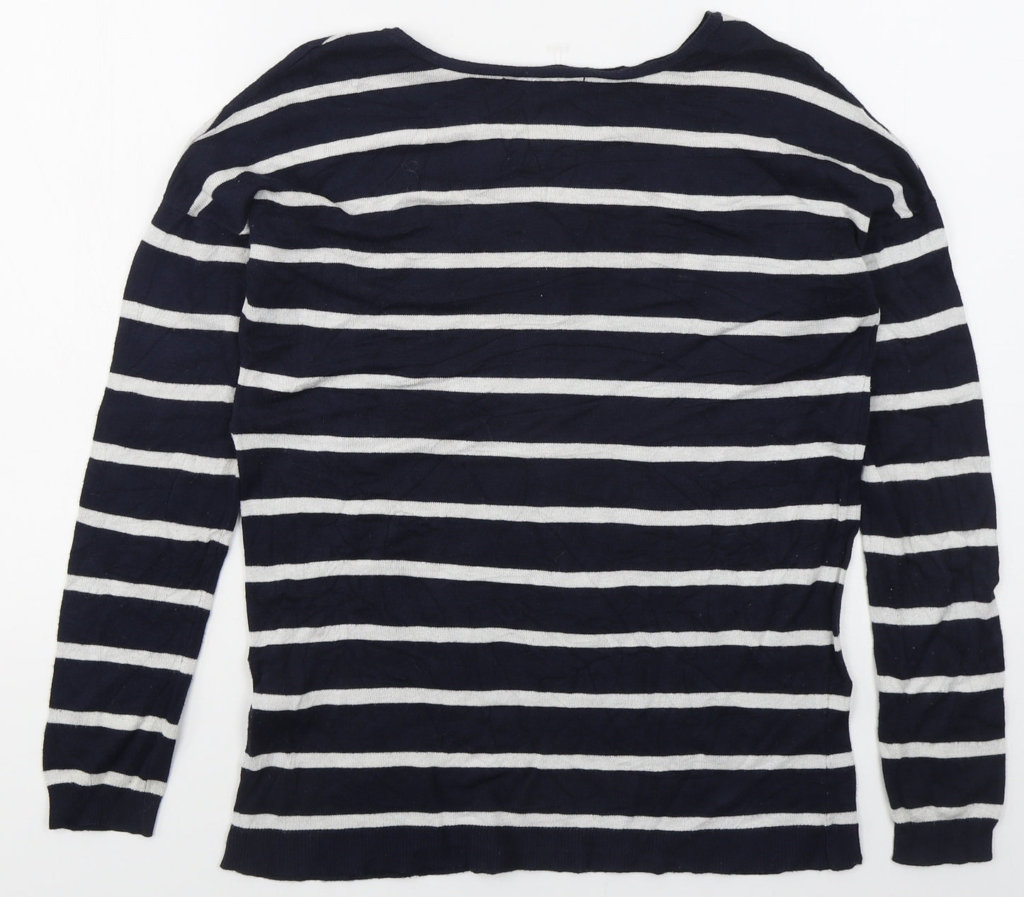 Atmosphere Womens Blue Boat Neck Striped Viscose Pullover Jumper Size 8