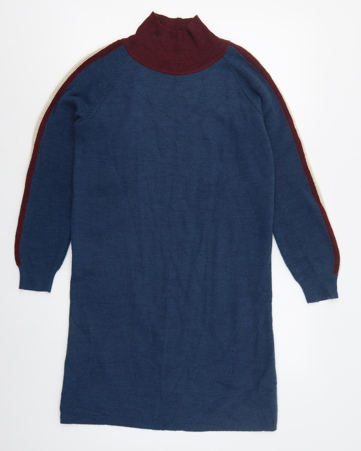 Cocogio Womens Blue  Acrylic Jumper Dress  Size 12  Mock Neck Pullover