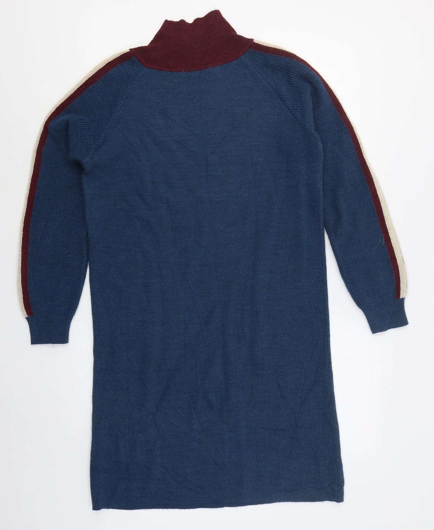 Cocogio Womens Blue  Acrylic Jumper Dress  Size 12  Mock Neck Pullover