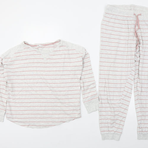 Marks and Spencer Womens Grey Striped Cotton Top Pyjama Set Size 12