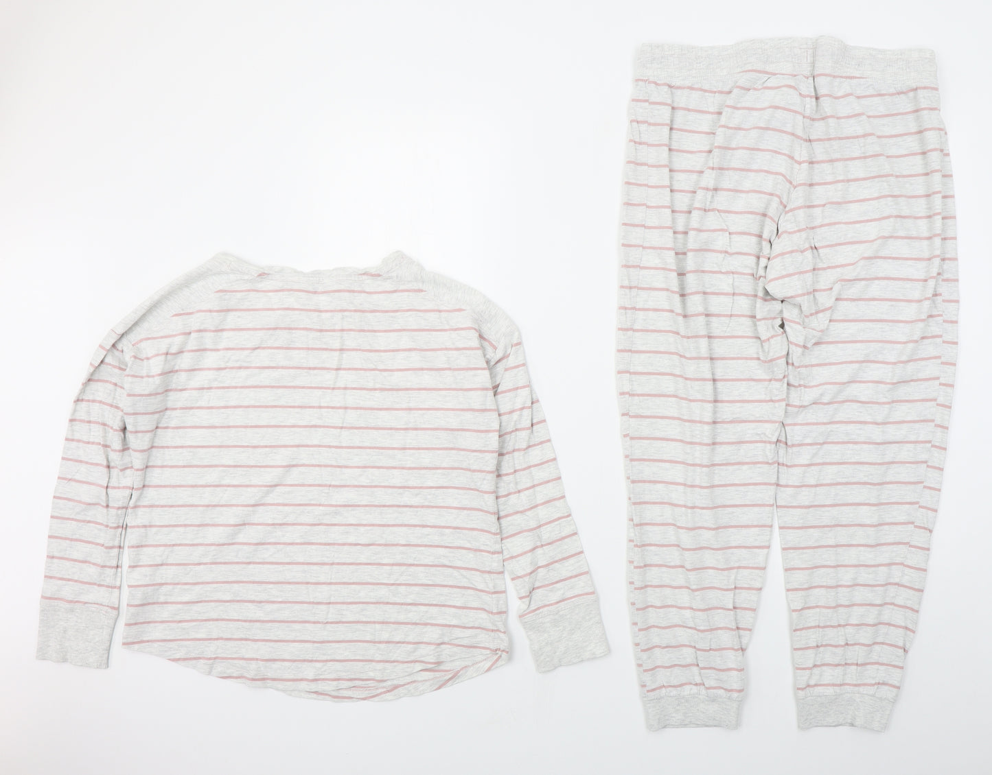 Marks and Spencer Womens Grey Striped Cotton Top Pyjama Set Size 12