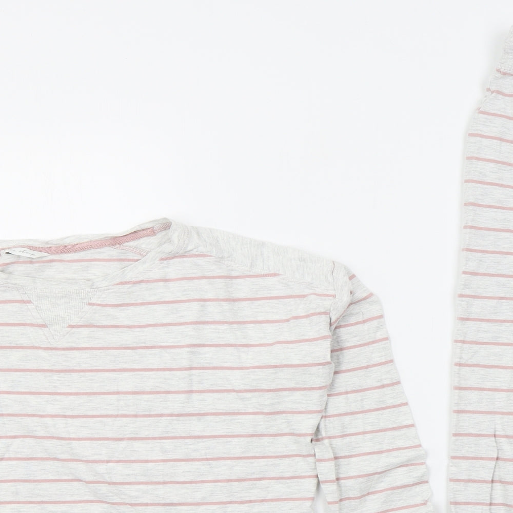 Marks and Spencer Womens Grey Striped Cotton Top Pyjama Set Size 12