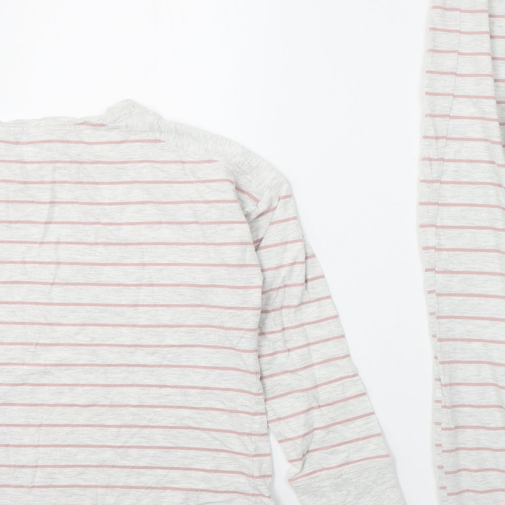 Marks and Spencer Womens Grey Striped Cotton Top Pyjama Set Size 12