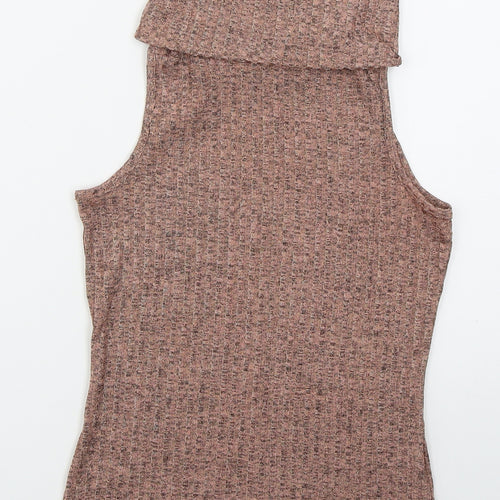 Boohoo Womens Pink  Polyester Basic Tank Size 8 Roll Neck