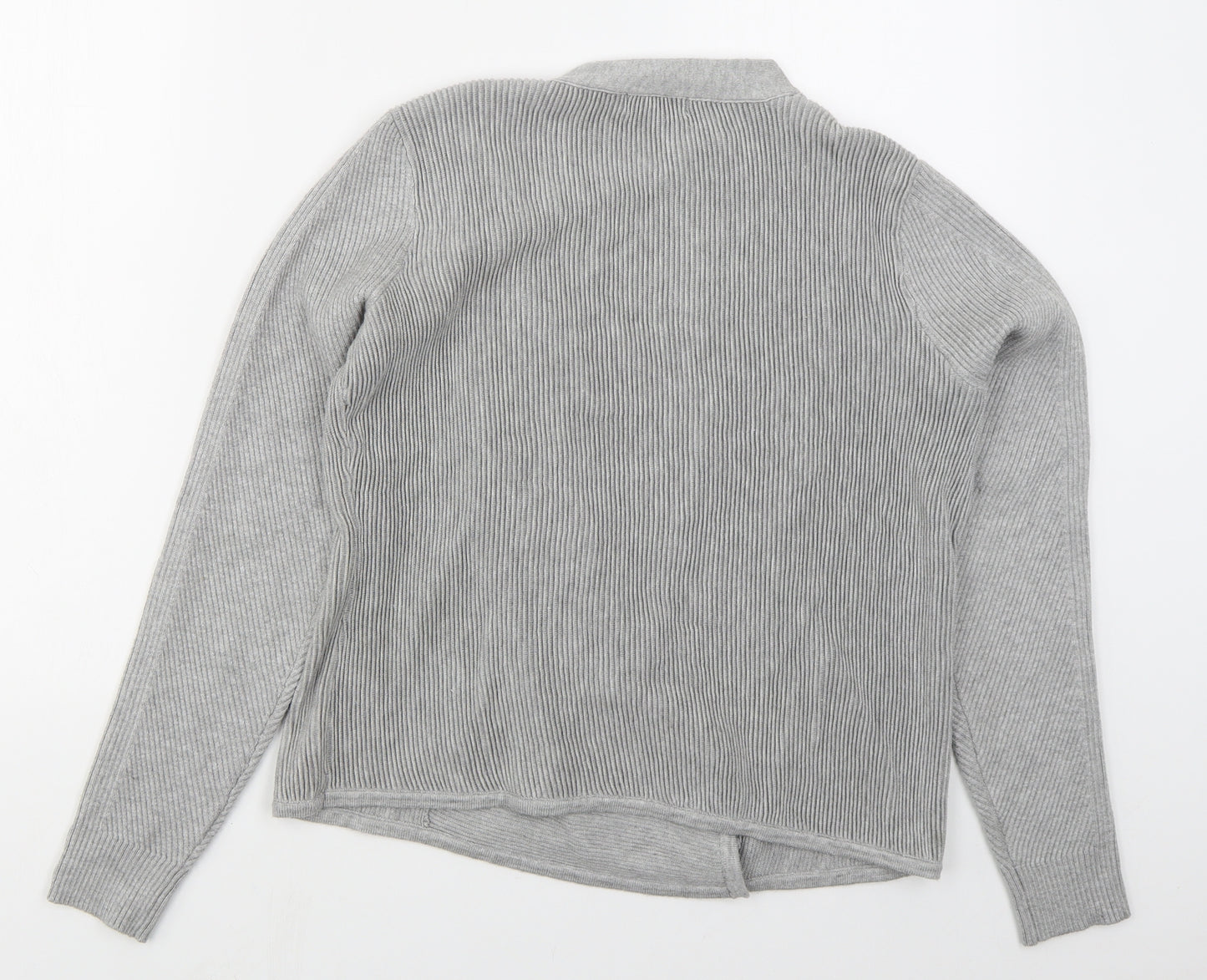 JD Williams Womens Grey Round Neck  Viscose Full Zip Jumper Size 12