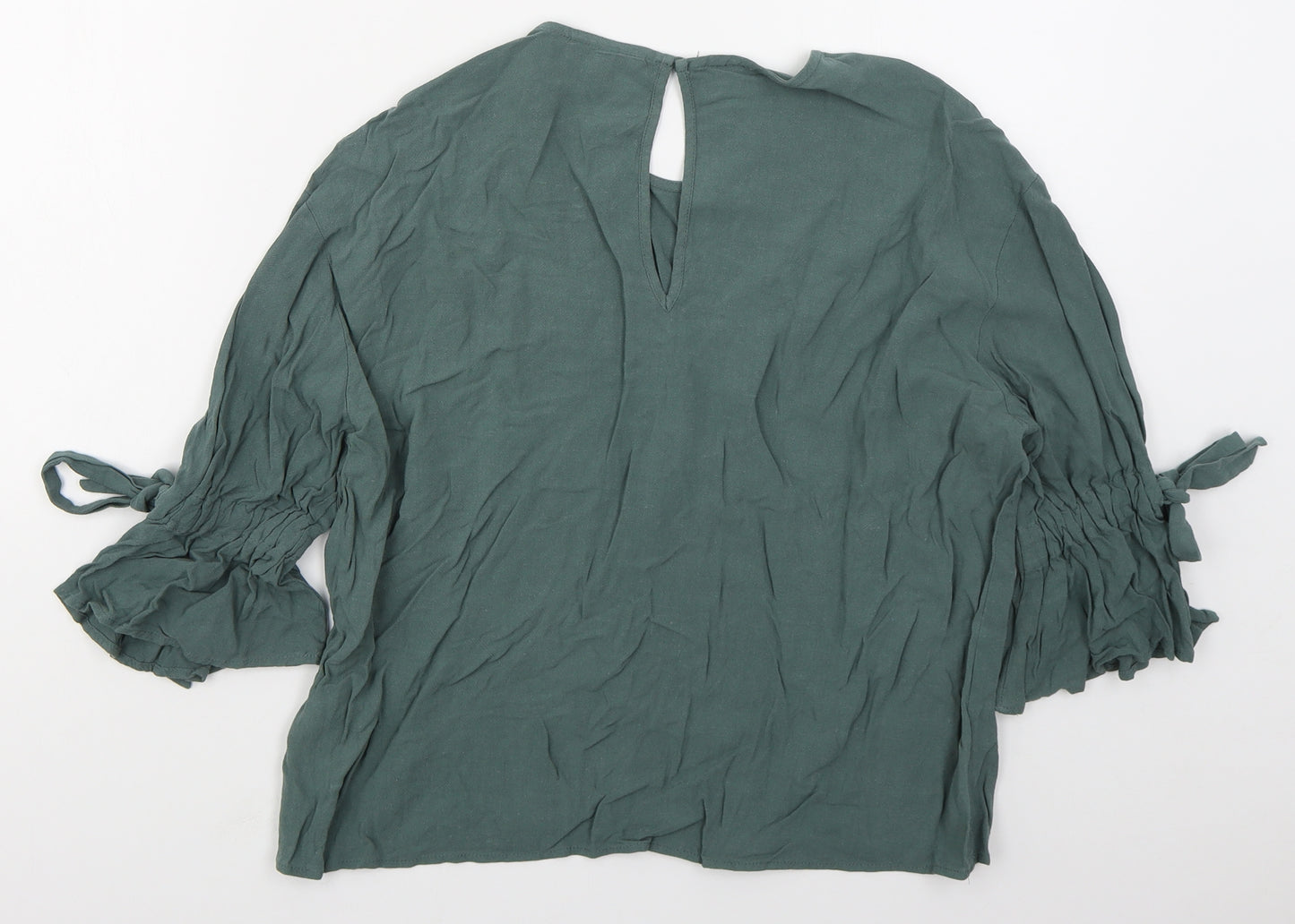 Topshop Womens Green  Viscose Basic Blouse Size 8 Crew Neck