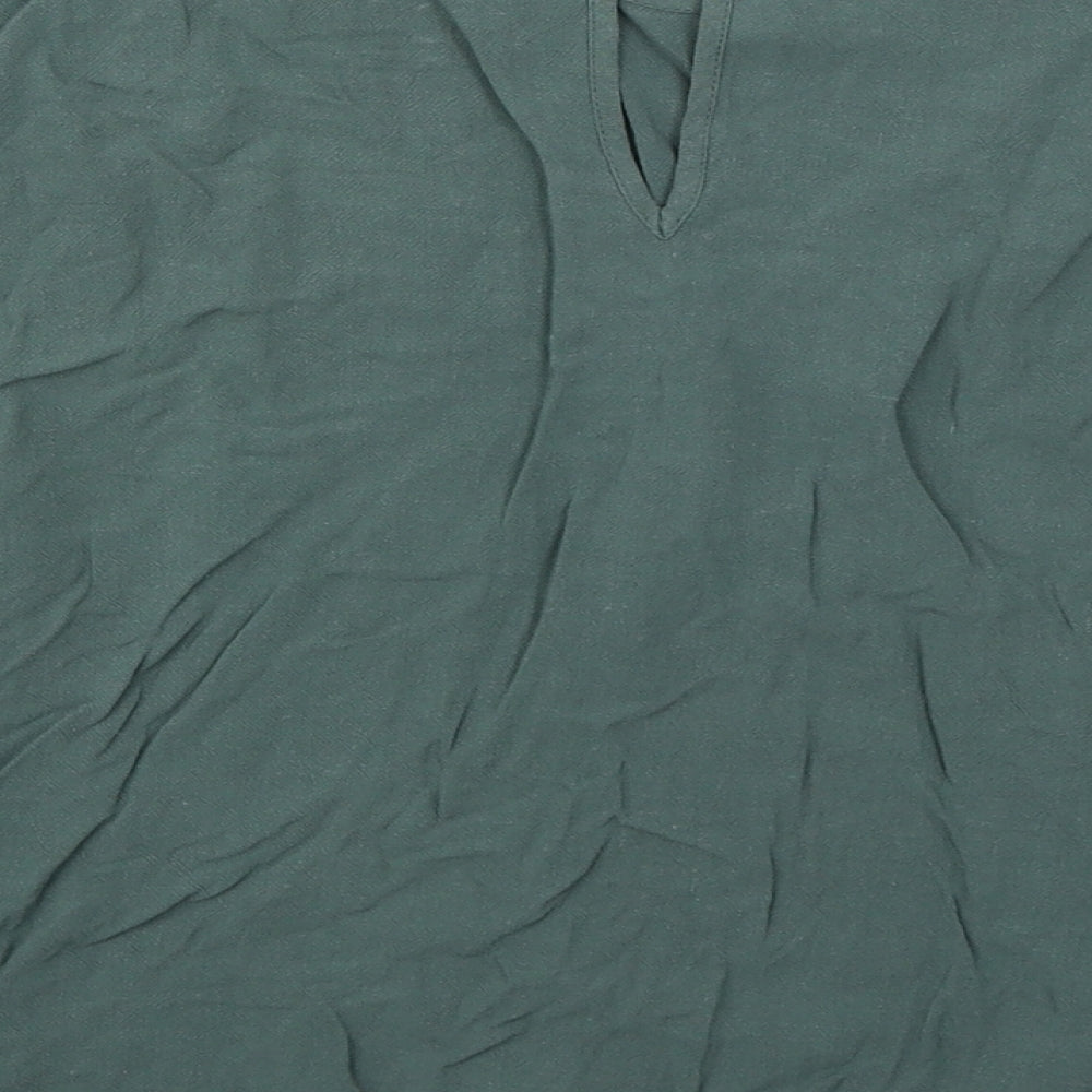 Topshop Womens Green  Viscose Basic Blouse Size 8 Crew Neck