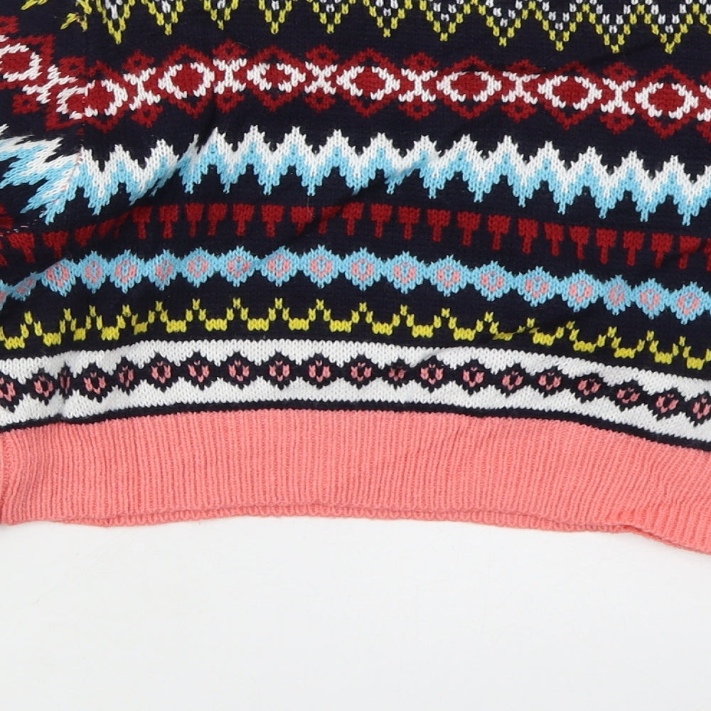 Missguided Womens Pink Crew Neck Geometric Acrylic Pullover Jumper Size S   - Blue