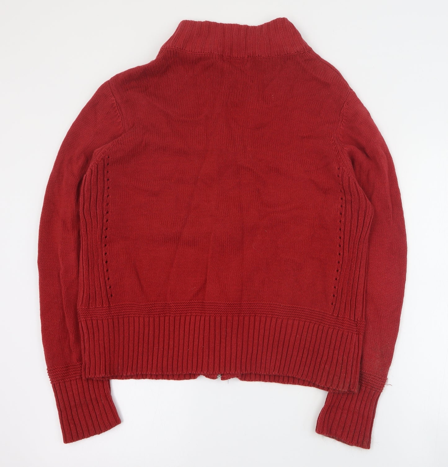 Maine Womens Red High Neck  Cotton Full Zip Jumper Size 18
