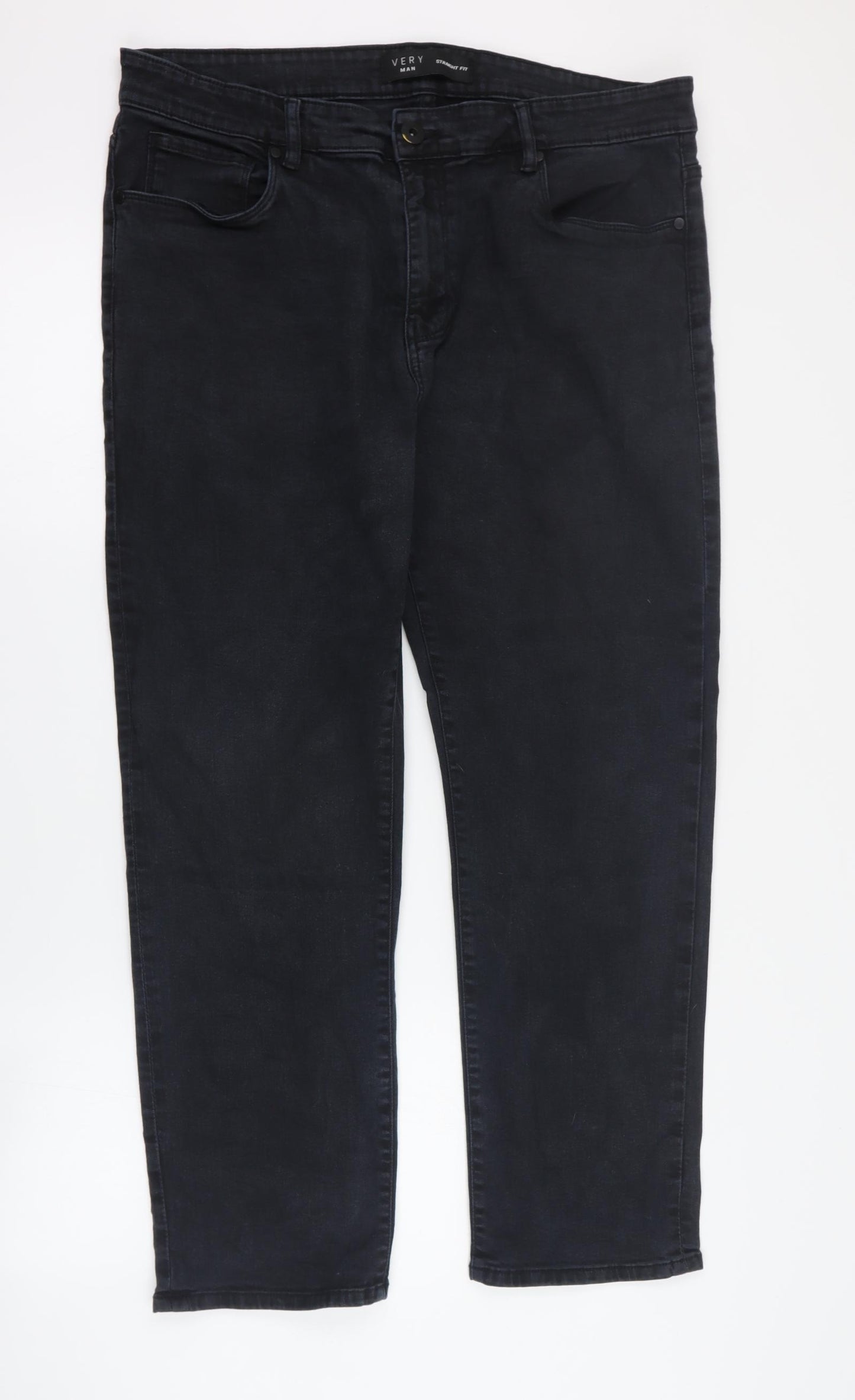 Very Man Mens Black  Cotton Straight Jeans Size 36 in L28 in Regular Zip - Short
