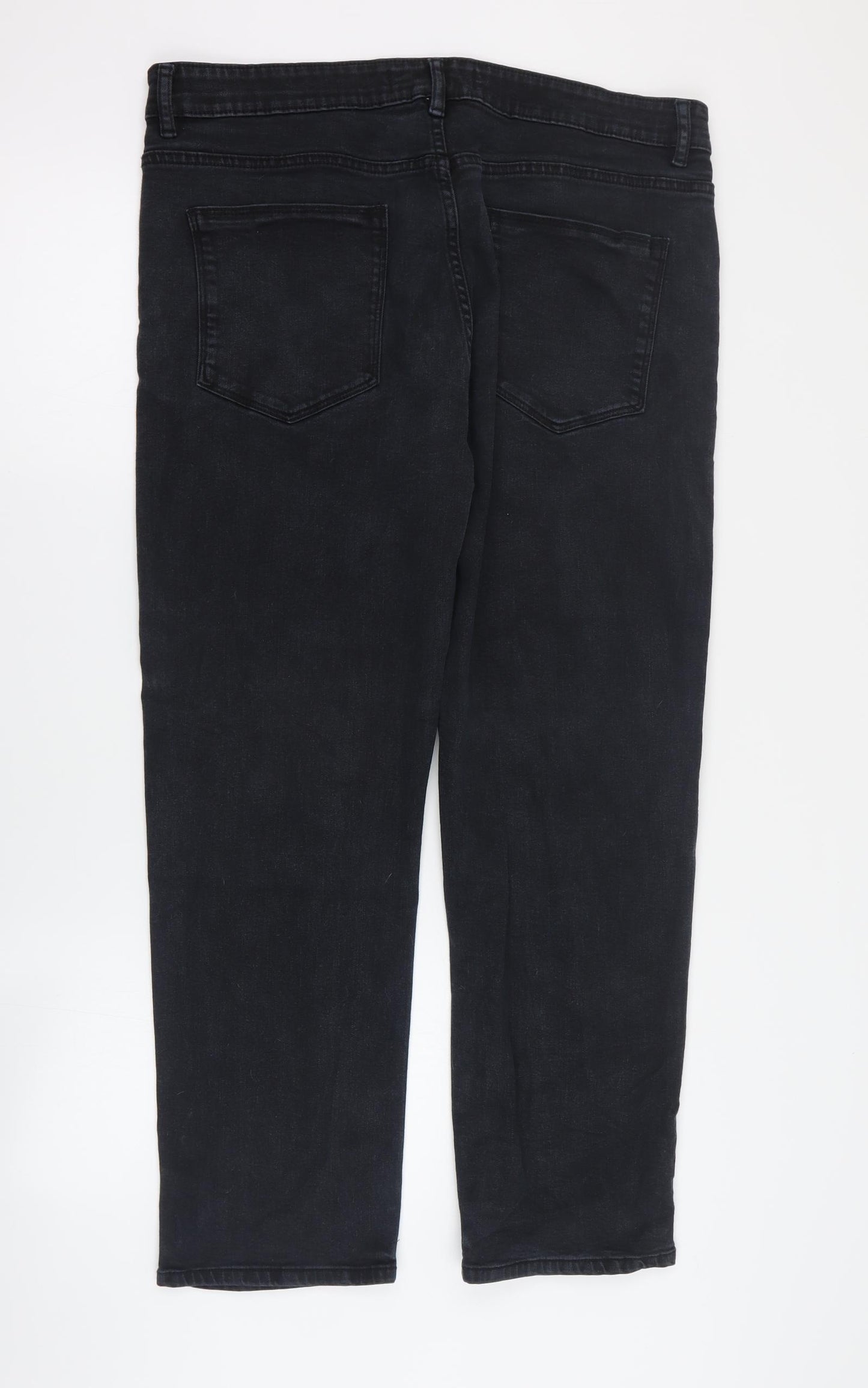 Very Man Mens Black  Cotton Straight Jeans Size 36 in L28 in Regular Zip - Short