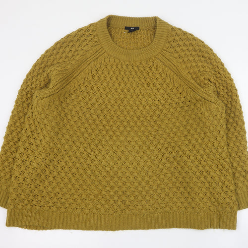 H&M Womens Yellow Round Neck  Acrylic Pullover Jumper Size M