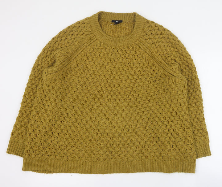 H&M Womens Yellow Round Neck  Acrylic Pullover Jumper Size M