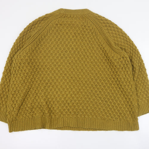 H&M Womens Yellow Round Neck  Acrylic Pullover Jumper Size M