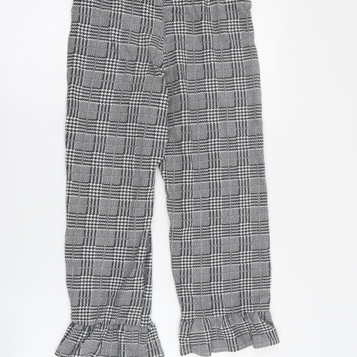 Topshop Womens Black Houndstooth Viscose Capri Trousers Size 8 L21 in Regular