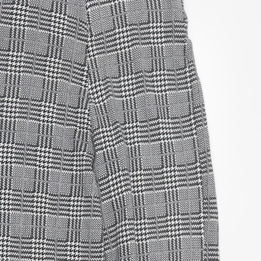 Topshop Womens Black Houndstooth Viscose Capri Trousers Size 8 L21 in Regular