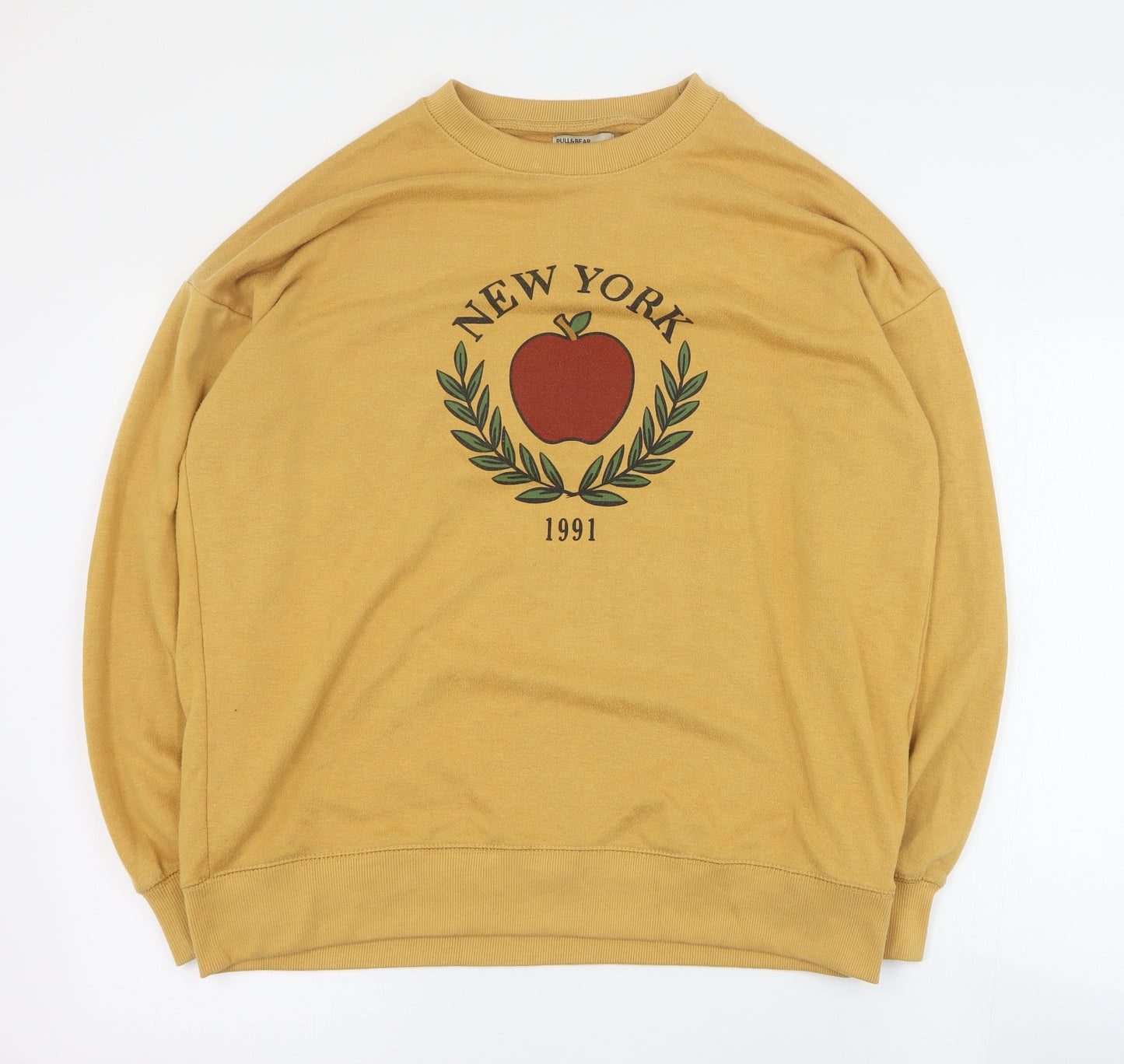 Pull & Bear Womens Yellow  Polyester Pullover Sweatshirt Size L  Pullover