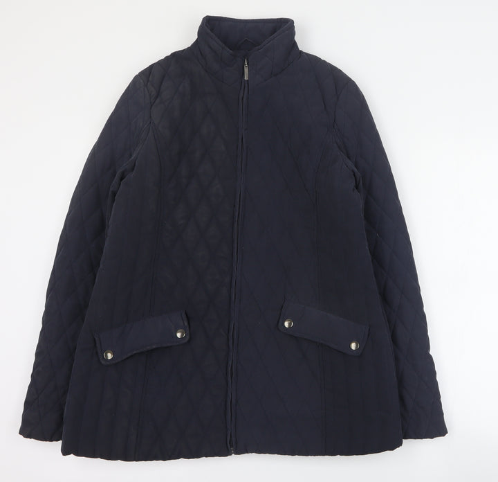 BHS Womens Blue   Quilted Coat Size 12  Zip