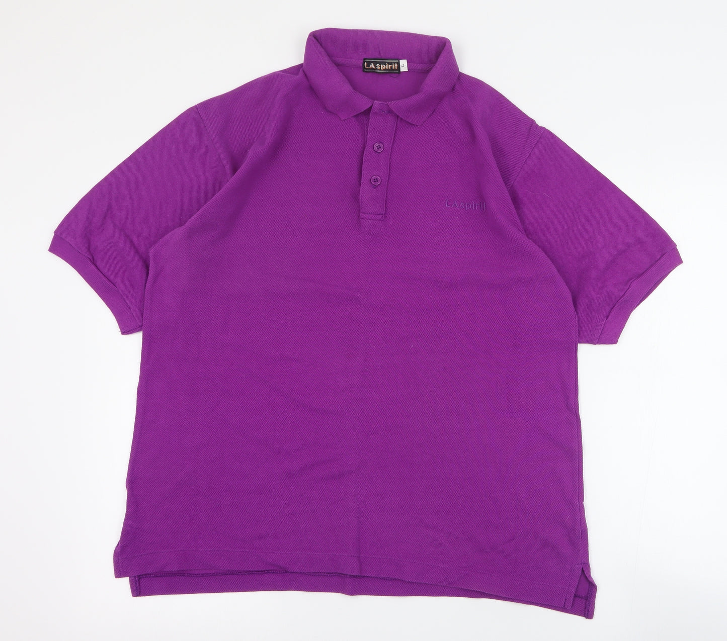 LA Spirit Womens Purple  Cotton Basic Polo Size L Collared