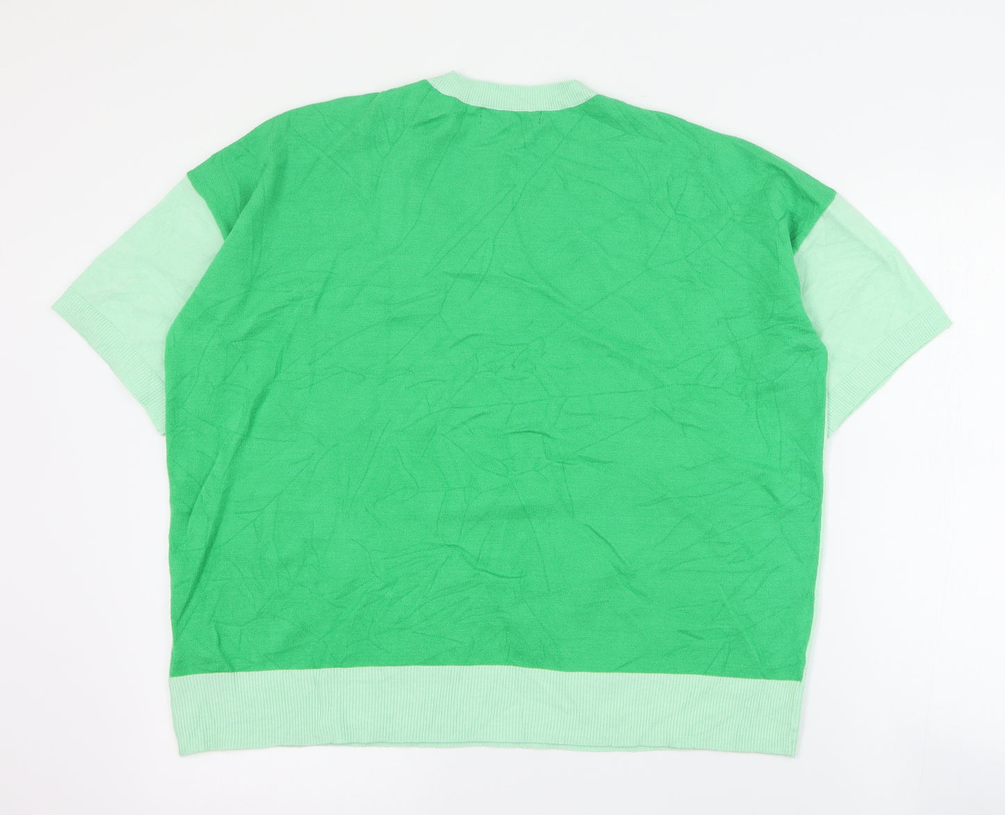 Marks and Spencer Womens Green V-Neck  Viscose Pullover Jumper Size 14