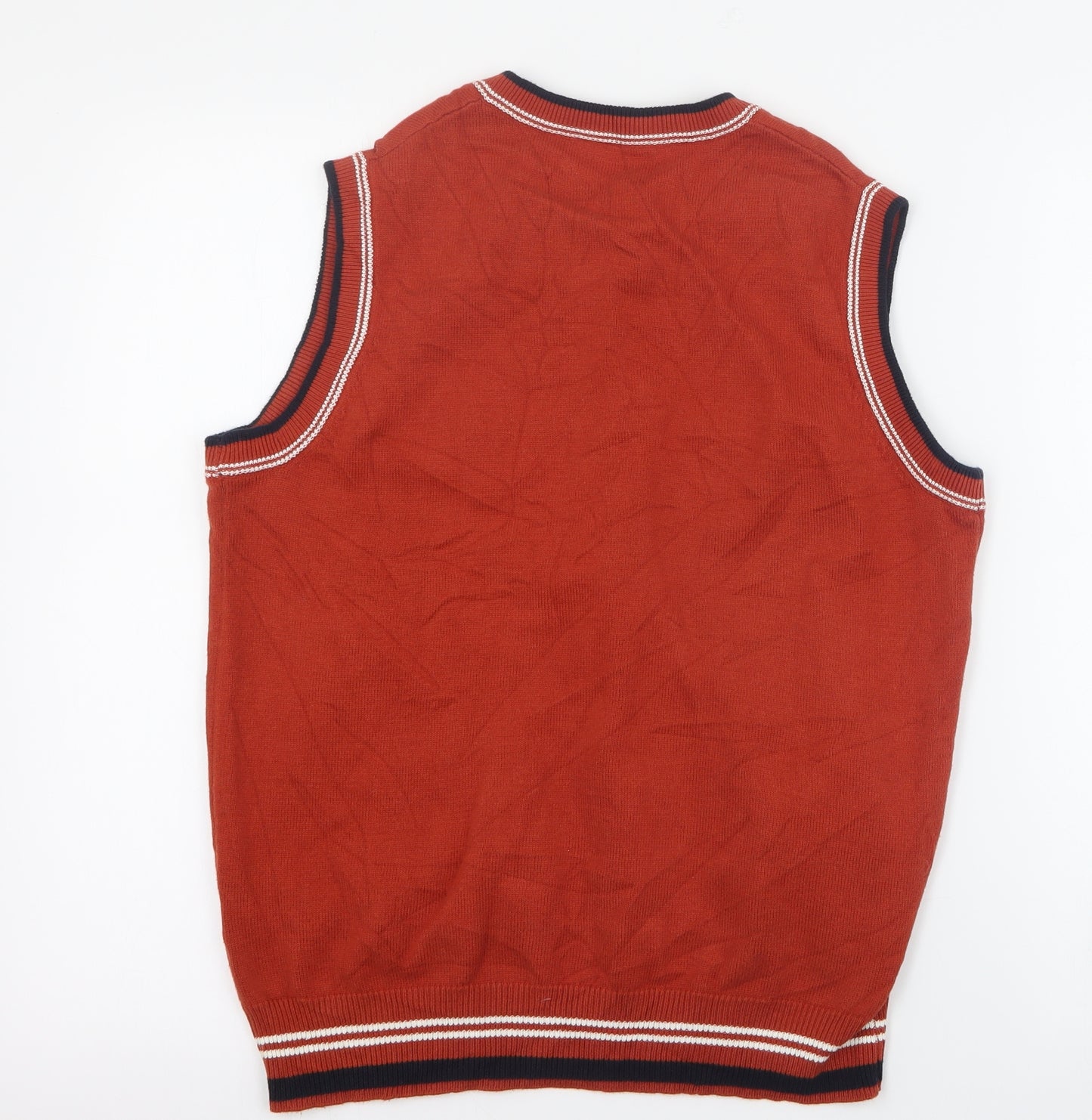 SheIn Mens Orange V-Neck  Acrylic Vest Jumper Size S