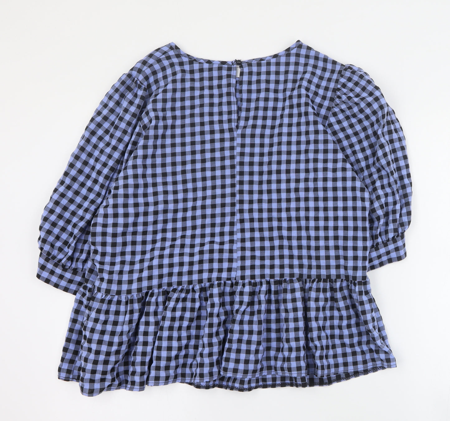 George Womens Purple Check Viscose Basic Blouse Size 20 Round Neck