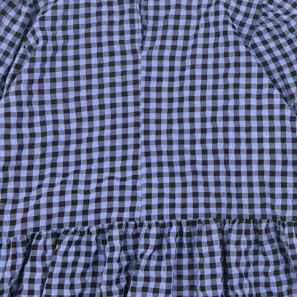 George Womens Purple Check Viscose Basic Blouse Size 20 Round Neck