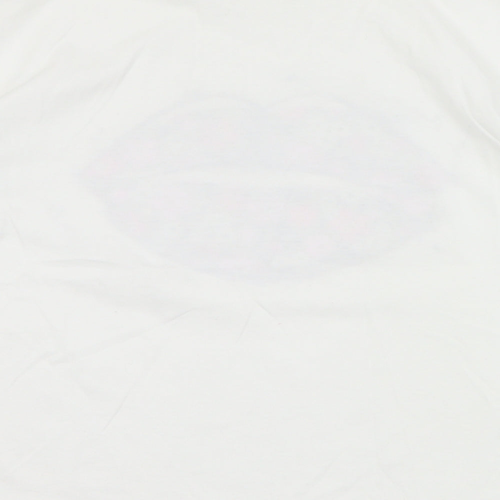 River Island Girls White  Cotton Basic T-Shirt Size 9-10 Years Crew Neck Pullover