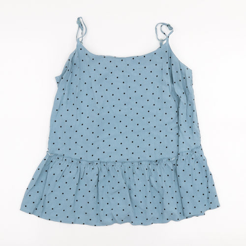 George Womens Blue Polka Dot Viscose Camisole Blouse Size 8 Round Neck
