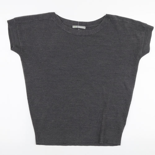 Marks and Spencer Womens Grey Boat Neck  Acrylic Pullover Jumper Size 8