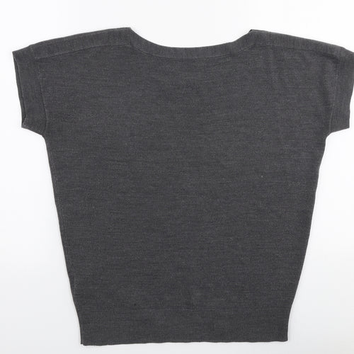 Marks and Spencer Womens Grey Boat Neck  Acrylic Pullover Jumper Size 8