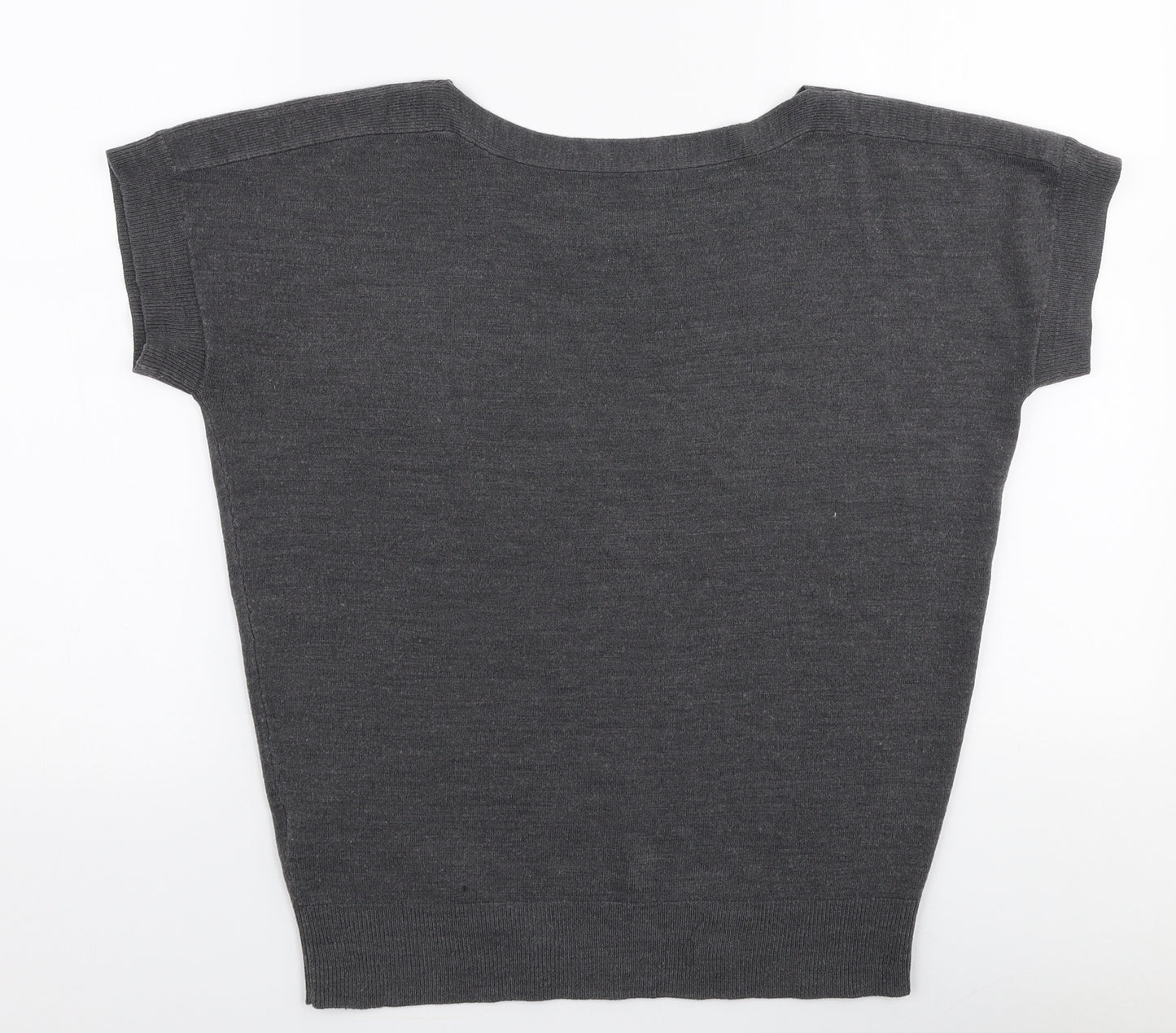 Marks and Spencer Womens Grey Boat Neck  Acrylic Pullover Jumper Size 8