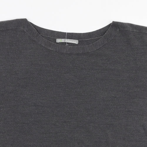 Marks and Spencer Womens Grey Boat Neck  Acrylic Pullover Jumper Size 8