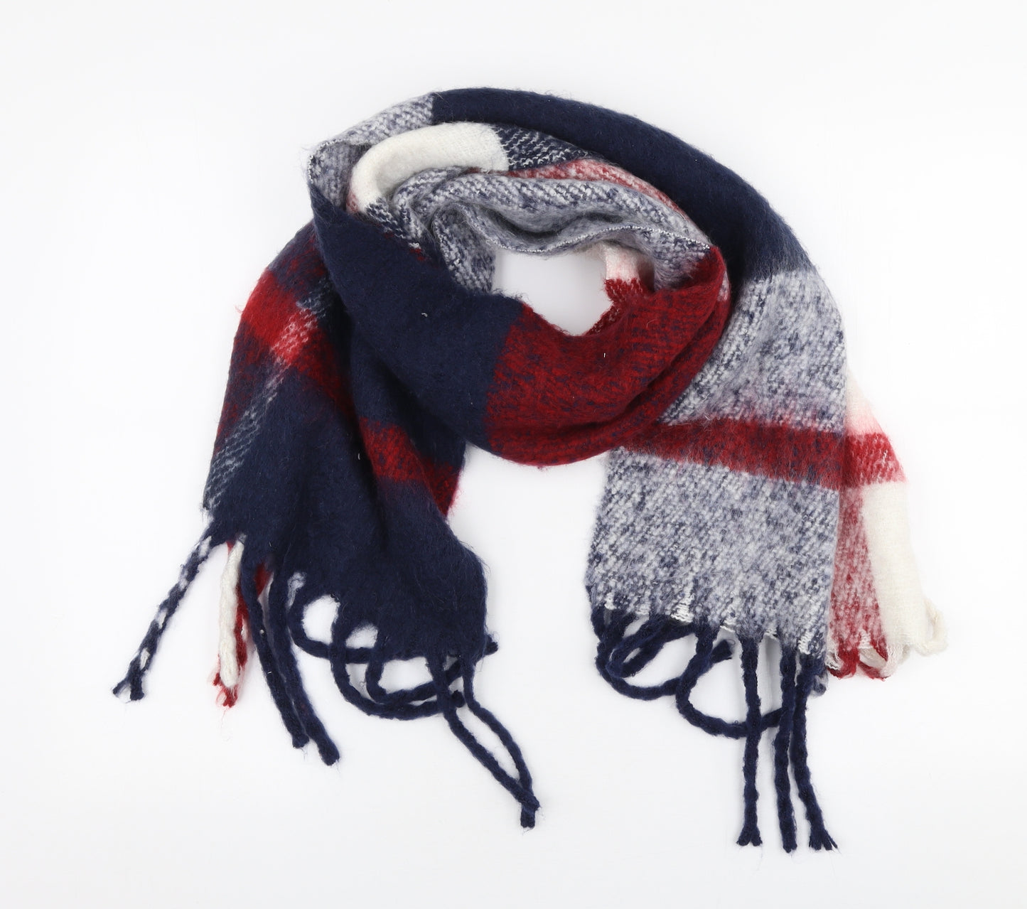 Preworn Womens Multicoloured Plaid Polyester  Scarf