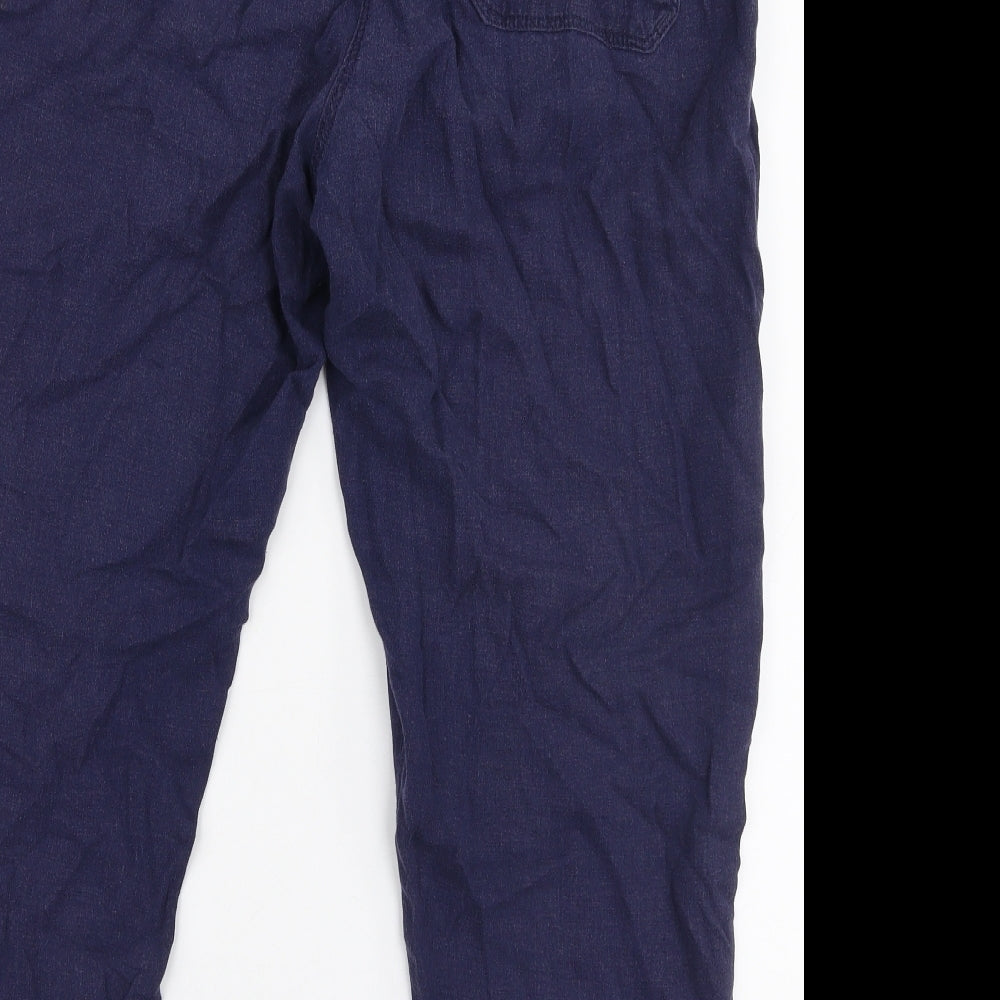 Marks and Spencer Womens Blue  Linen Trousers  Size 18 L26 in Regular Drawstring