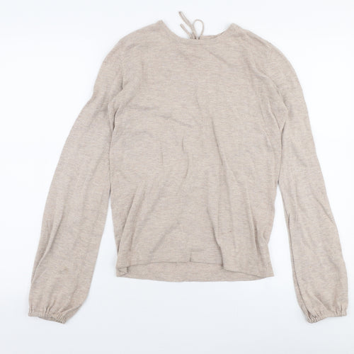 NEXT Womens Beige Round Neck  Cotton Pullover Jumper Size 8