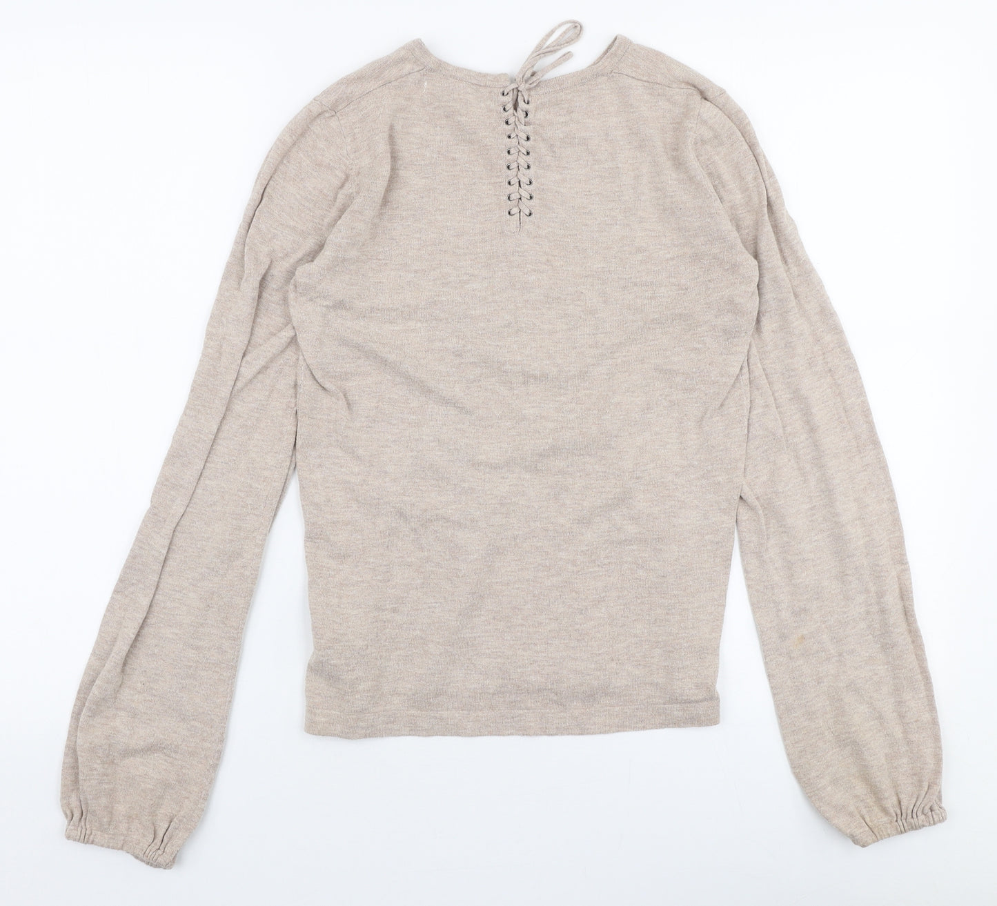 NEXT Womens Beige Round Neck  Cotton Pullover Jumper Size 8