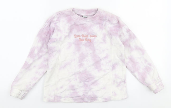 TU Girls Purple  Cotton Pullover Sweatshirt Size 7 Years  Pullover - Love will save the day