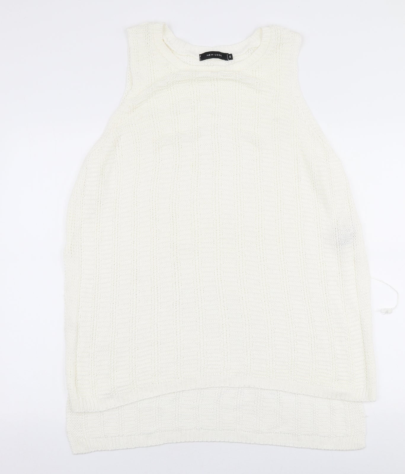 New Look Womens Ivory Round Neck  Acrylic Vest Jumper Size 18
