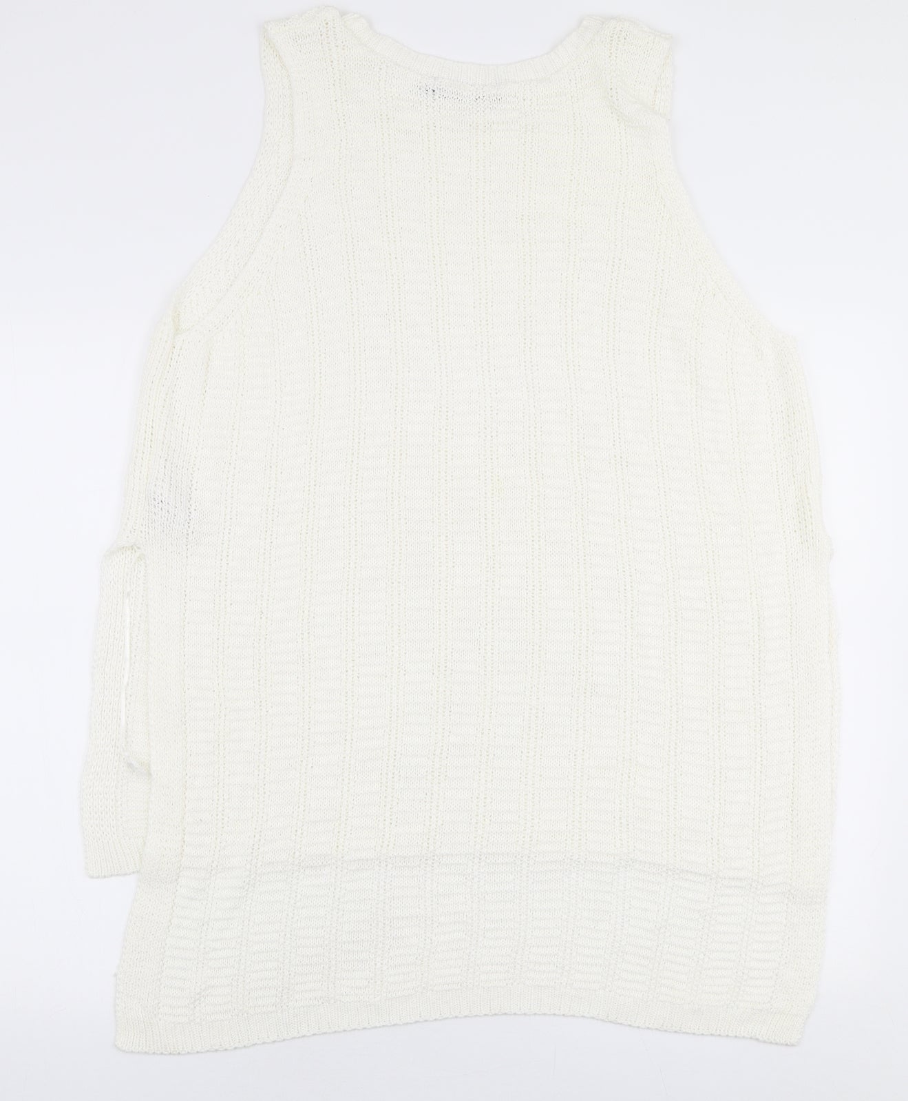 New Look Womens Ivory Round Neck  Acrylic Vest Jumper Size 18