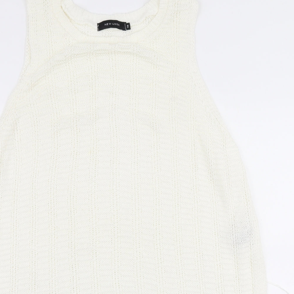New Look Womens Ivory Round Neck  Acrylic Vest Jumper Size 18