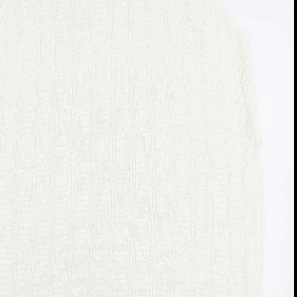 New Look Womens Ivory Round Neck  Acrylic Vest Jumper Size 18