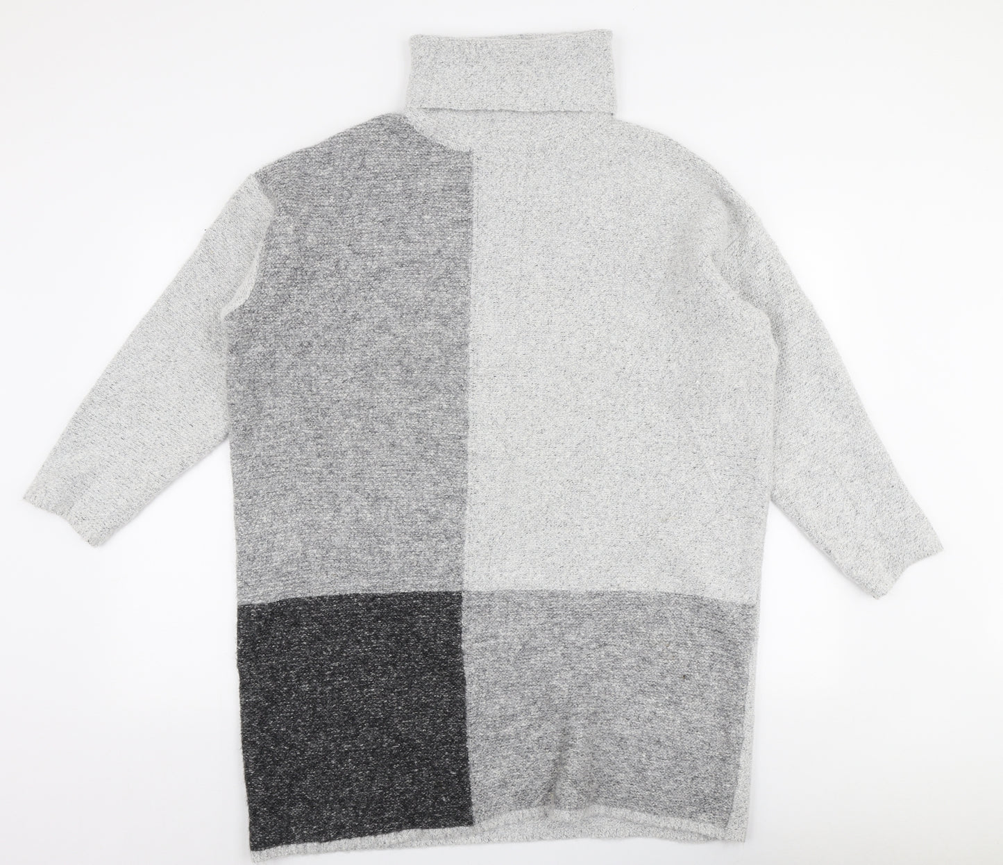 Primark Womens Grey High Neck Striped Polyester Pullover Jumper Size M