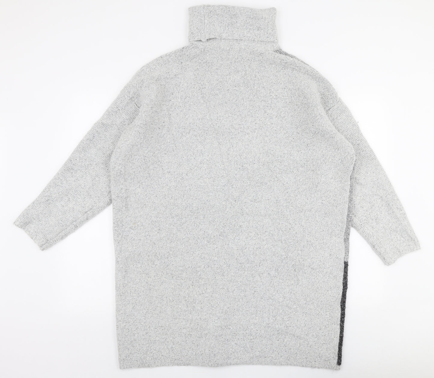 Primark Womens Grey High Neck Striped Polyester Pullover Jumper Size M