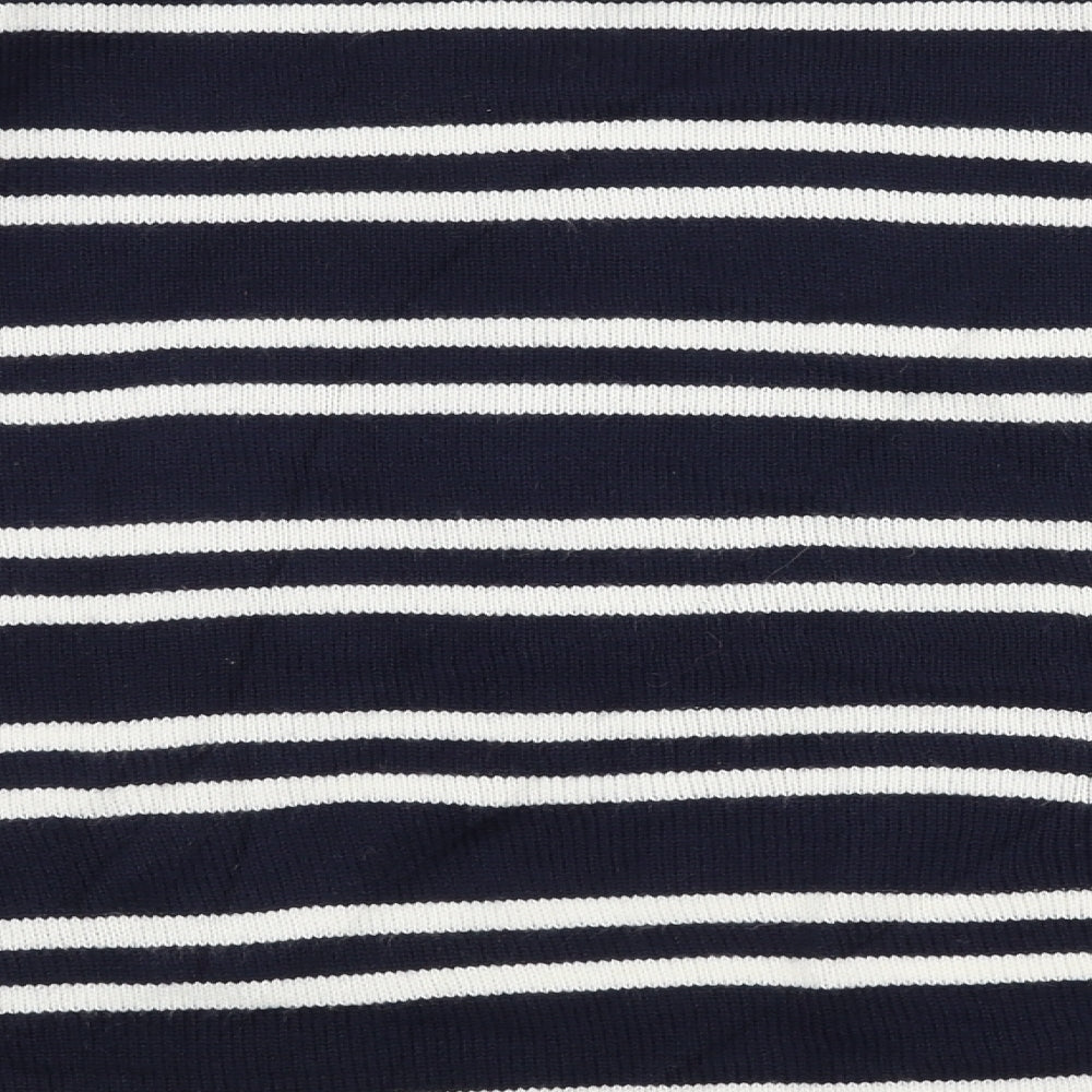 Papaya Womens Blue Round Neck Striped Acrylic Pullover Jumper Size XL